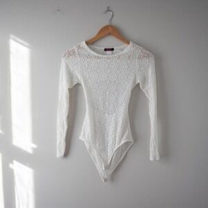 Blush White Lacy Bodysuit Size Small Y2K